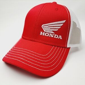 Honda Motorcycles Hat Cap Direct Embroidered Mesh Snapback Red  F…